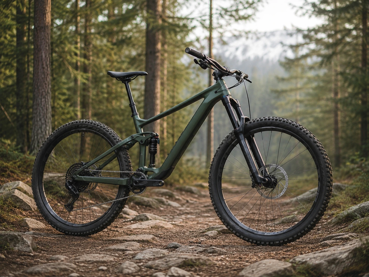 Mountainbike i en skov